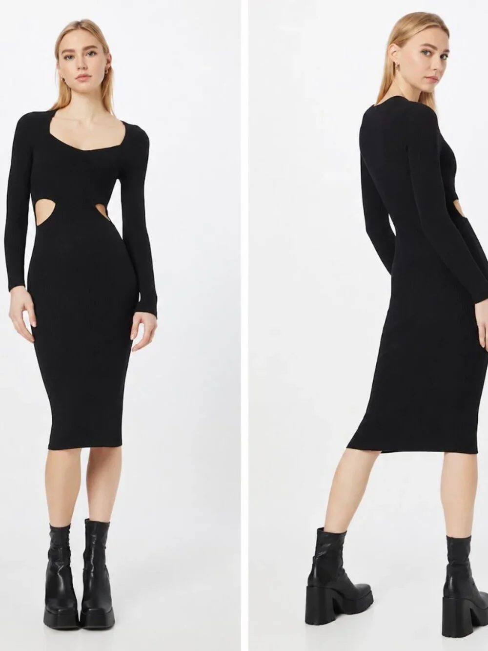 Abercrombie & Fitch Ribbed Knit Cut Out Maxi Dress Women’s Size XL Tall Black Lo
